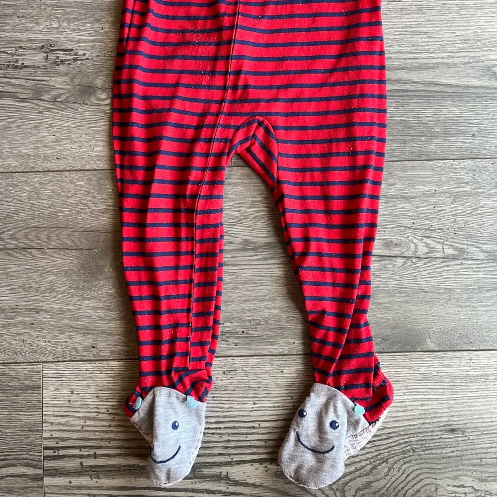 Carter’s Toddler Boy Long Sleeve One Way Footed Zippy Pajama Robot & Stripes 24M